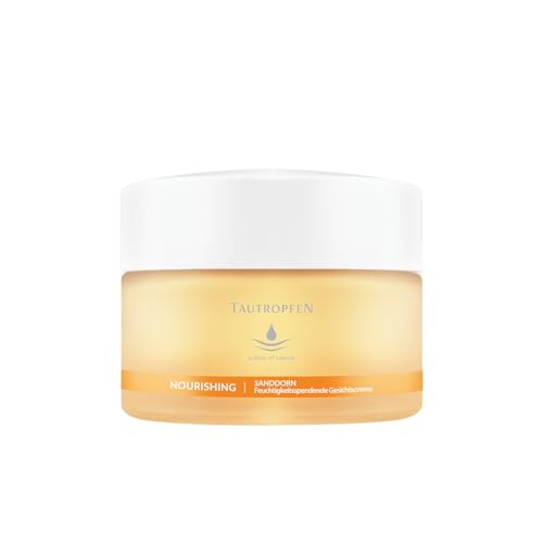 Sanddorn Feuchtigkeitsspendende Gesichtscreme (50ml) – Glättet die Haut & reduziert Fältchen – mit Bio-Jojobaöl & Cupuaçubutter - für trockene und fettarme Haut – Vegan - TAUTROPFEN Naturkosmetik
