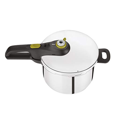 Tefal P2530737 Secure 5 Neo Schnellkochtopf | 6 L |Edelstahl, 2-Stufen-Garregler | hochwertiger | Silber/Grün