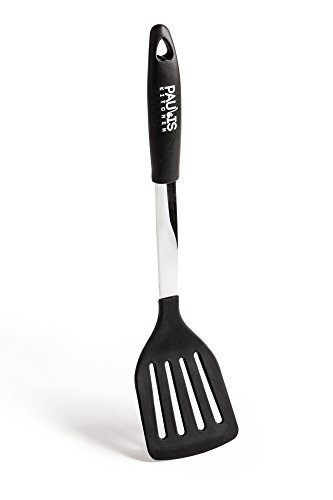 Paulis Kitchen Pfannenwender Silikon/Edelstahl hitzebeständig Pfannkuchen Bratenwender Eierkuchenwender Fischwender Küchenfreund Würstchenwender Schwarz