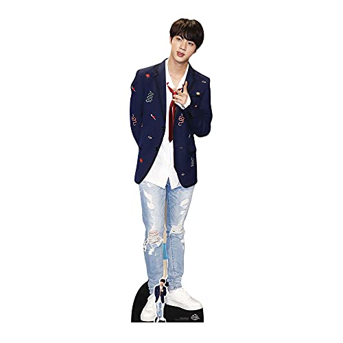 STAR CUTOUTS CS748 Jin Lifesize Pappaufsteller mit kostenlosem Schreibtischausschnitt, Kim Seok-Jin (Jin) Red Tie Stand von Bangtan Boys