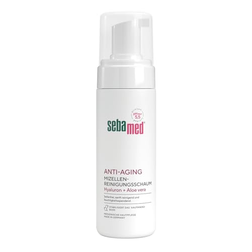 SEBAMED Anti-Aging Mizellen Reinigungsschaum für die Gesichtsreinigung, für Männer und Frauen, zur Make-Up Entfernung geeignet, bei fettiger und unreiner Haut, mit Hyaluron und Aloe Vera,150 ml