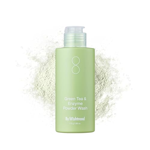 BY WISHTREND Grüntee- und Enzympulver-Gesichtswaschmittel, All-in-One, feuchtigkeitsspendender täglicher Gesichtsreiniger und sanftes Peeling für Poren und Mitesser (3,88 Unzen (1er-Pack))