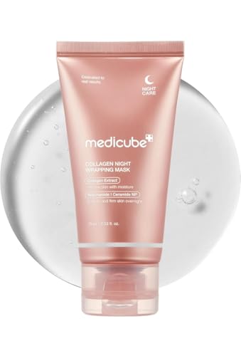 MEDICUBE Collagen Night Wrapping Mask (75 ml) - Medicube Collagen Overnight Wrapping Peel Off Facial Mask Pack, Elasticity & Hydration Care - Hydrolyzed Collagen For Glowing Skin