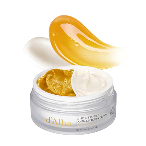 d'alba Italian weiß Truffle Double Serum & Cream, anpassbare 2-in-1-Intensivpflege, Creme für Elastizität und Glanz, milde und vegane Doppelcreme Koreanische Hautpflege (70g (1er Pack))