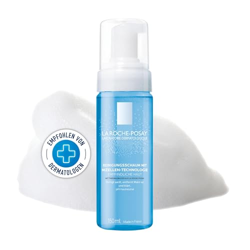 La Roche Posay Mizellen-Reinigungsschaum, Gesichtsreinigung und Make-up Entferner für empfindliche Haut, Cremiger Schaum mit Mizellen-Technologie, 150 ml