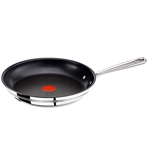 Tefal E85606 Jamie Oliver Pfanne | Bratpfanne | 28cm | Induktionspfanne | Integrierter Temperaturanzeiger | Antihaft-Versiegelung aus Edelstahl