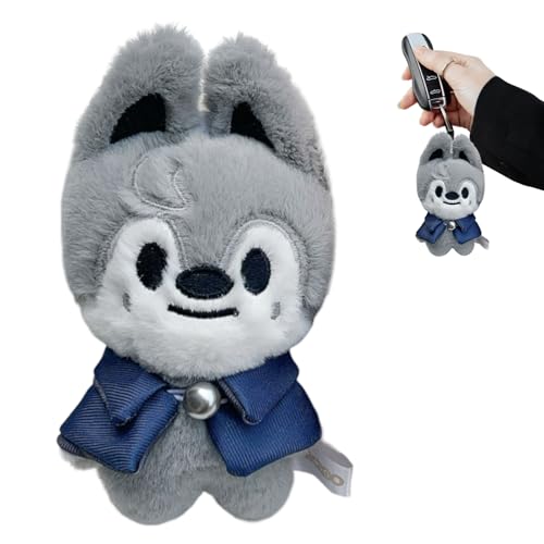 heqxwl Stray-Kids 10cm Plüschpuppe Schlüsselanhänger, Skzoo Serie Plüsch Schlüsselanhänger, Plüsch Rucksack Anhänger, Taschenanhänger, Schlüsselanhänger (Wolf Chan)