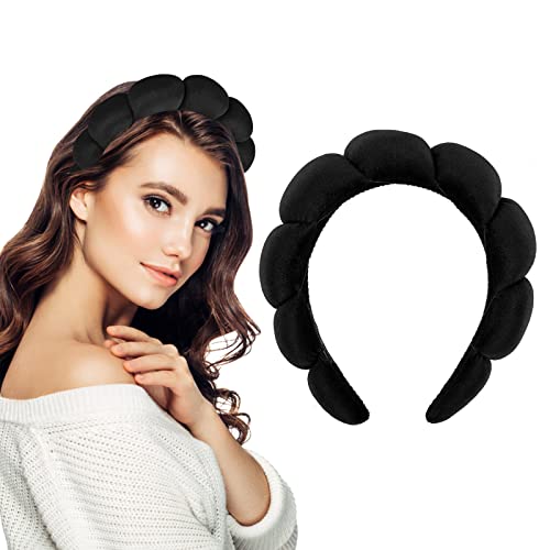 Damen Spa Haarband Stirnband Schwarz Make up Haarband Weicher Schwamm Hautpflege Haarreifen Haarschmuck zum Waschen des Gesichts Make up Entferner Dusche Hautpflege