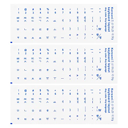 PATIKIL 3Stk Koreanische Tastatur Aufkleber PC Tastatur Aufkleber Transparenter Hintergrund für Laptop Notizbuch Desktop Computer mit Blauer Beschriftung