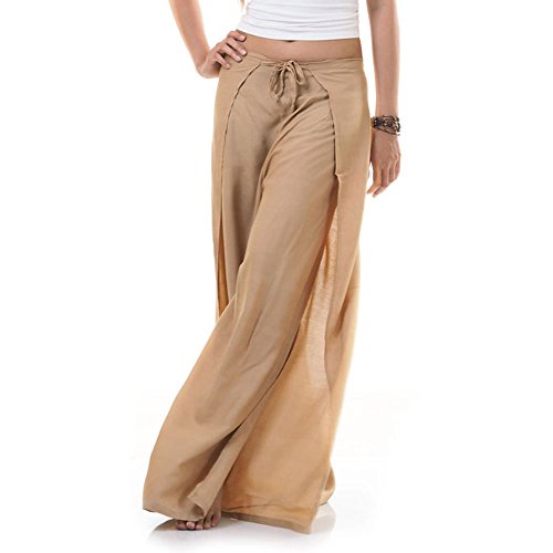 PRINCESS OF ASIA Vegan & Fair - Traditionelle Thai Wickelhose Fischerhose Hosenrock Wickelrock Hippie Hose für Damen & Herren (Einheitsgröße, Beige)