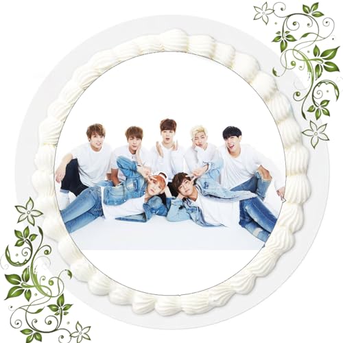 FONDANT Tortenbild, Zuckerbild mit Motiv, Essbares Foto für Torten, Tortenbild, Tortenaufleger Ø 20cm FONDANT Bangtan Boys Nr. 1