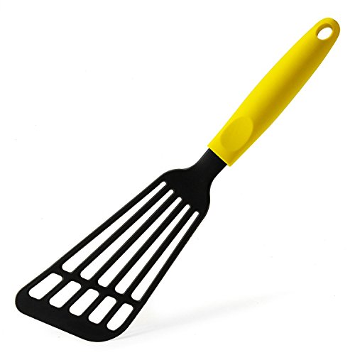 LEMCASE Nylon Küchen Pfannenwender - Flexibler Fischwender mit Silikon Griffe | Gelb