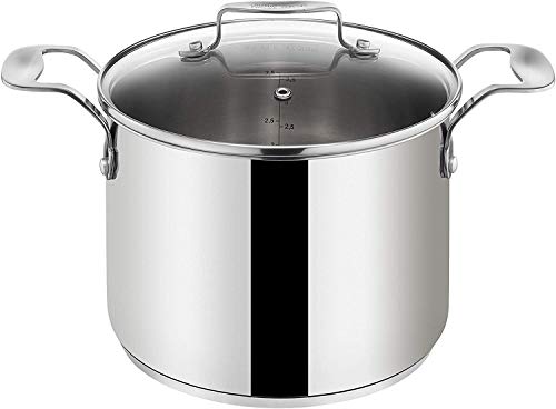 Tefal E79160 Jamie Oliver Induction Kochtopf mit Glasdeckel 20 cm Durchmesser, 4,4 L, Edelstahl, 32.5 x 21.1 x 19.4 cm