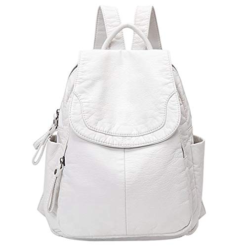 Kopinma Lässige Rucksack Damen Weichem Leder Backpackk Gewaschenem Leder Rucksack Mädchen Reisen Kleine Schul Tasche