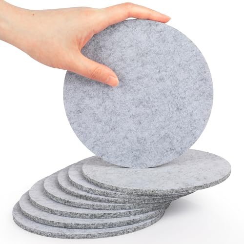SOSMAR 8 Stück Filzuntersetzer Filzunterlage für Töpfe, Gläser, Teller und Vasen - Rund Ø 15cm x 5mm Untersetzer Filz Tischschoner Tischuntersetzer (Hellgrau)