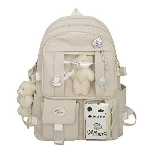 7VSTOHS Kawaii-Rucksack mit Kawaii-Anhänger und Zubehör für Teenager-Mädchen Rucksack-Schule Aesthetic-Backpack