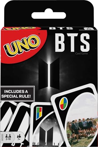 Mattel Games GDG35 - UNO BTS Kartenspiel für 2 bis 10 Spieler, Kartenspiele ab 7 Jahren, K Pop Merch Bunt
