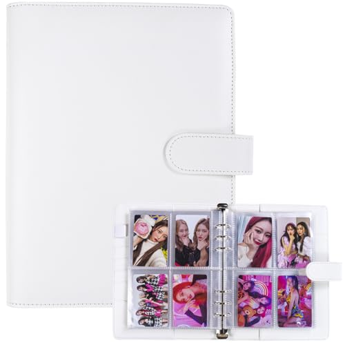 A5-Bindekarte Sammler mit 30 Pack 4-Pocket-Seiten,6 Ringbuch-Album mit 240 Kartenfächern, PU-Leder-Bindemittel mit magnetischem Schnallenverschluss zum Organisieren von Sammelkarten, K-Pop-Fotokarten