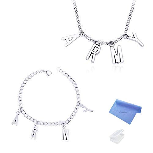 XHBTS Halskette Bangtan Boys Army A.R.M.Y Anhänger und Armband mit Mini-Stoff und Mini-Box