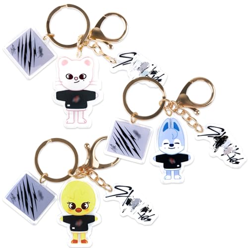 yumcute Sk Schlüsselanhänger, Cartoon für Kpop Fans, 3 Stück, Colorful, Unisex, Großes Kind