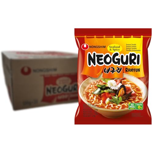 Nong Shim Neoguri Instantnudeln Seafood & Spicy Ramyun – Koreanische Seafood Ramen Suppe scharf würzig– 20er Vorteilspack à 120g
