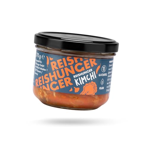 REISHUNGER Kimchi, 3x170 g - Vegan & Glutenfrei - fertiges Kimchi aus fermentierten Chinakohl - perfekt zu Gerichten der koreanischen Küche