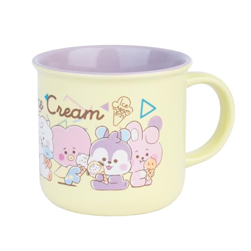 Grupo Erik Tasse Kaffeetasse BT21 Ice Cream Premium Kaffeebecher - Teetasse Größe 8,7 cm x 9,5 cm - Fassungsvermögen 380 ml - Offizielles BT21 Fanartikel