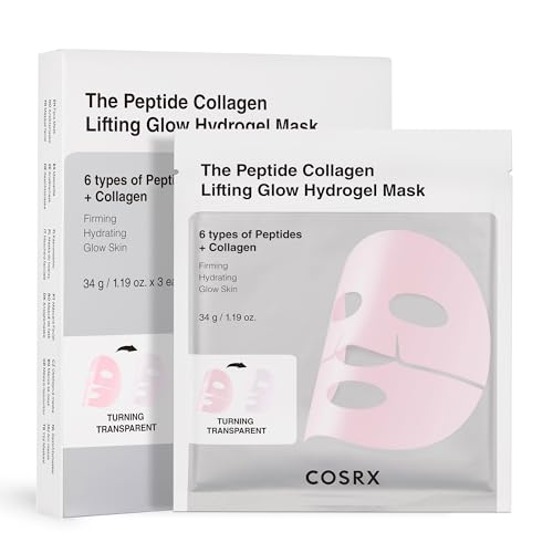 COSRX Pink Peptide Collagen Lifting Glow Hydrogel Gesichtsmasken Hautpflege 3 Stück, Kollagen Gesichtsmaske, Reise-Essentials, Overnight Gesichtsmaske, Korean Skincare