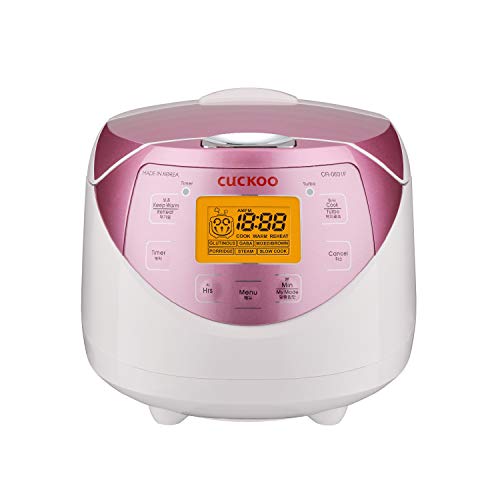 CUCKOO CR-0631F Digitaler Reiskocher klein, Reiskocher Dampfgarer, 1l, Micom Fuzzy Logic, Timer, LCD-Display, 7 Koch- & 3 Zusatzfunktionen, Antihaftbeschichtung, electric rice cooker mini digital weiß