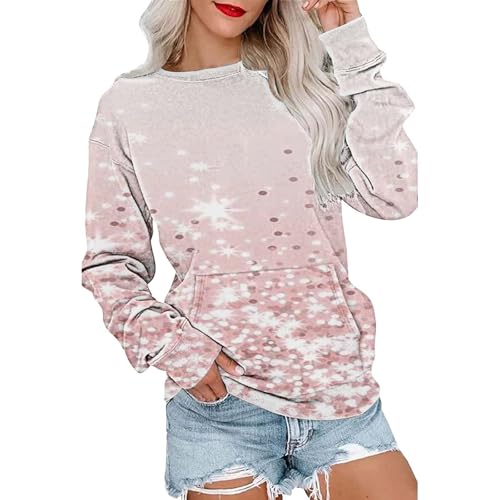 IUYTYSER Kpop Shirt Oberteile Damen Elegant Winter Baumwoll Pulli Damen Sweatjacke Damen Mit Print Hautfarbenes Top Damen Hoodie Damen Ohne Bund Retro Shirt Damen Sale Angebote