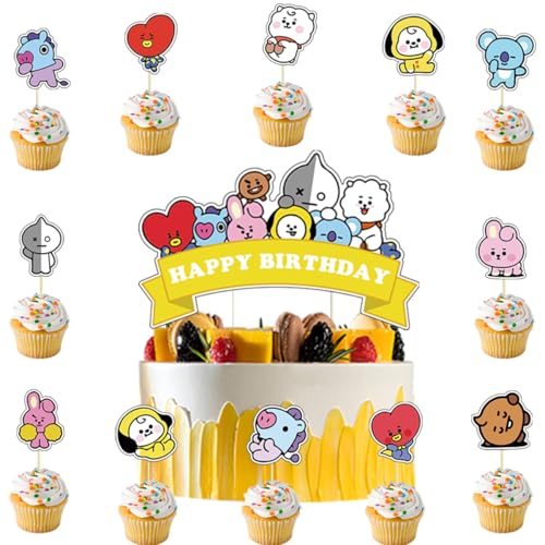 BTS Tortendeko,Doyomtoy Kuchen Deko Geburtstag Deko Cake topper Geburtstag für Kindergeburtstag Party Deko 13 Stück
