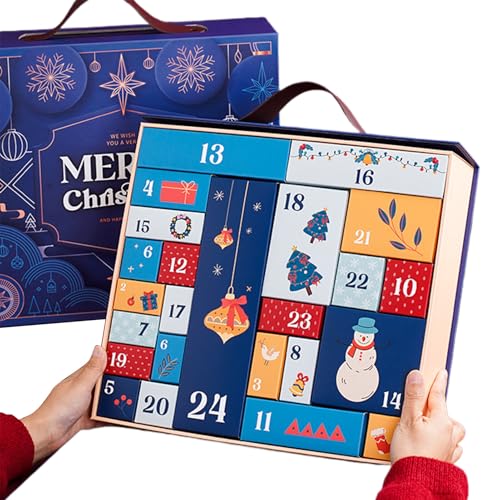 Mimoqk Adventskalenderboxen für Weihnachten – 24 Tage Countdown für Weihnachten | Multifunktions-Behälter nummeriert saisonal für Schokolade Nougat kleine Spielzeug Schmuck