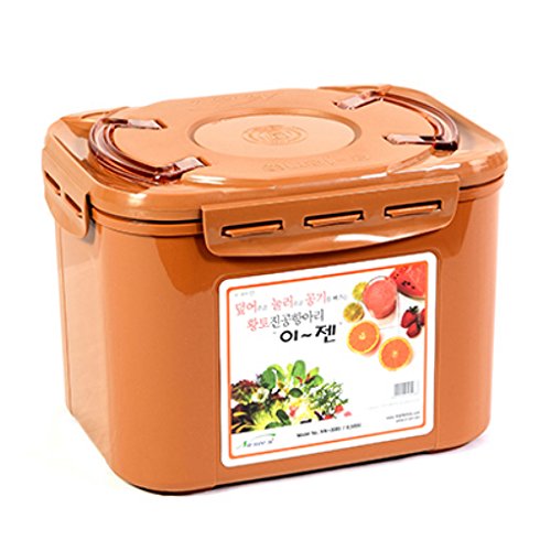 e-jen Probiotischer Gärbehälter für Kimchi, Sauerkraut mit Vakuuminnendeckel, Steingut-Braun, 8,5 l