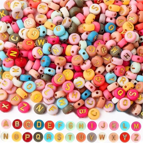 1200 Stück Bunte Buchstaben Perlen, Suiyeejan 7mm A-Z Buchstaben Perlen Set Colored Alphabet Beads, Erwachsener zu Weihnachten, Feiertage, Geburtstage, Partys Usw, Bunt