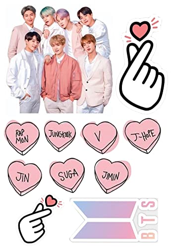 LRSweetdesign, 11 Stück BTS Cake Topper, Tortenaufleger, Muffins Oblate Premium