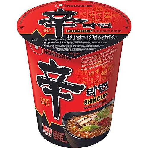 Nong Shim Instantnudeln Shin Ramyun – Koreanische Cup Suppe scharf - schnelle Zubereitung – 12er Vorteilspack à 68g