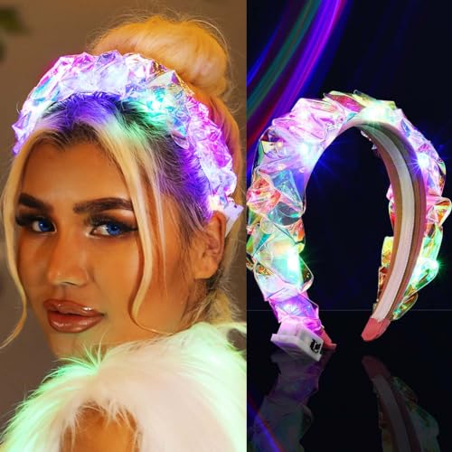 Vakkery Leuchtender Haarreifen Blinkende Led Haarbänder Laser Haarreif Leuchtende Festival Kopfschmuck Party Haarschmuck für Frauen und Mädchen