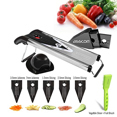 Asscom Premium v Klinge Aus Rostfreiem Stahl Mandoline Gemüseschneider Pflanzliche Slicer - Manuelle Essen Slicer - Fruit Slicer
