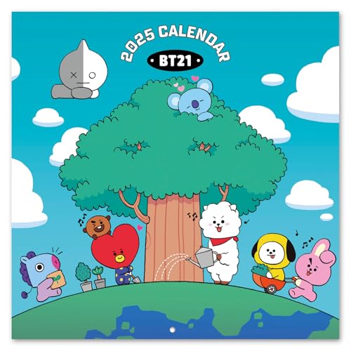 Kalender 2025 Wandkalender 2025 Grupo Erik BT21 Kalender 2025 Familienplaner 30 x 30 cm Jahreskalender 12 Monate - Kawaii Stuff