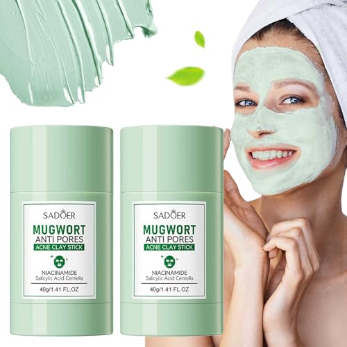 2 Pack Green Mask Stick,Natürliche Skin Care Produkte,Grüner Tee Clay Maske Reinigt und Befeuchtet Die Haut,Grüntee Purifying Clay Mask für Alle Art Haut Typ Frauen Männer