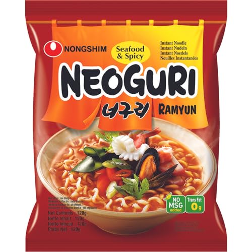 Nong Shim Neoguri Instantnudeln Seafood & Spicy Ramyun – Koreanische Seafood Ramen Suppe scharf würzig– 20er Vorteilspack à 120g