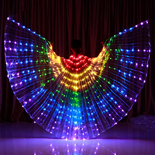 LED Schmetterlingsflügel Feenflügel für Kinder, Light Isis Flügel Bauchtanz Engelstanz Flügel, Leuchtende Performance-Kleidung für Halloween und Weihnachtsfeiern (Bunt)