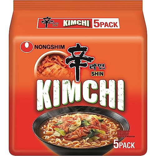 Nong Shim Instantnudeln Kimchi Ramyun – Koreanische Ramen Suppe - schnelle Zubereitung – 1er Multipack - 5 x 120g