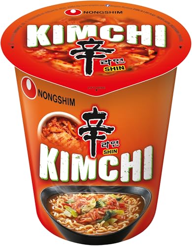 Nong Shim Instantnudeln Kimchi Ramyun – Koreanische Ramen Cup Suppe - schnelle Zubereitung – 1er Pack à 75g
