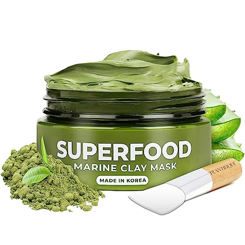 PLANTIFIQUE Koreanische Gesichtsmaske mit Avocado & Superfoods 100g - Tonerde Maske Gesicht Anti Pickel Poren Mitesserentferner Maske - Korean Clay Face Mask