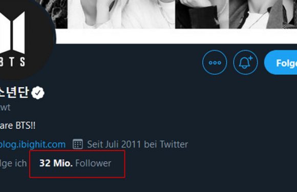 BTS haben nun 32 Mio. Follower auf Twitter!